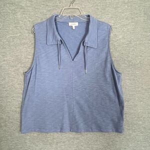 Haven Well Within French Terry Polo Womens XL Sleeveless Preppy Tenniscore Cozy